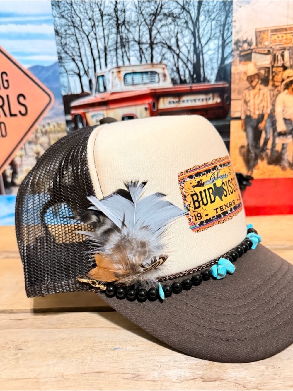 Trucker Hat with Bud and Sissy DTF print - Picture 3 of 3
